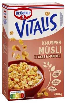 Dr. Oetker Vitalis Knuspermüsli Flakes+Mandeln