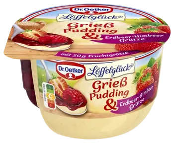 Dr. Oetker L�ffelgl�ck Grie� Pudding mit Erdbeer-Himbeer Gr�tze