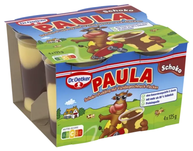 Dr. Oetker PAULA Schoko-Pudding mit Vanillegeschmack-Flecken