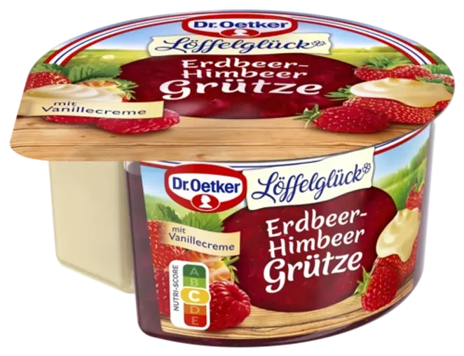 Dr. Oetker Löffelglück Erdbeer-Himbeer Grütze mit Vanille Creme