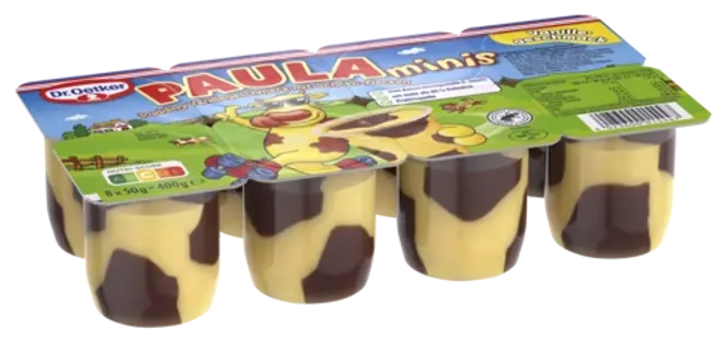 Dr. Oetker PAULA minis Pudding Vanillegeschmack mit Schoko-Flecken
