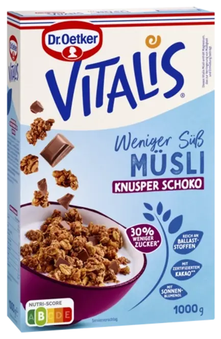 Dr. Oetker Vitalis Weniger süß Knusper Schoko 1000g
