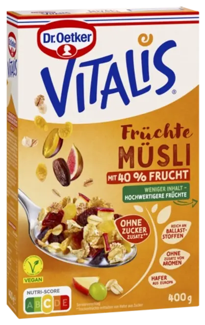 Dr. Oetker Vitalis Früchtemüsli ohne Zuckerzusatz vegan
