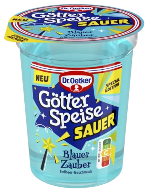 Dr. Oetker Götterspeise „sauer“ Blauer Zauber – Erdbeer-Geschmack
