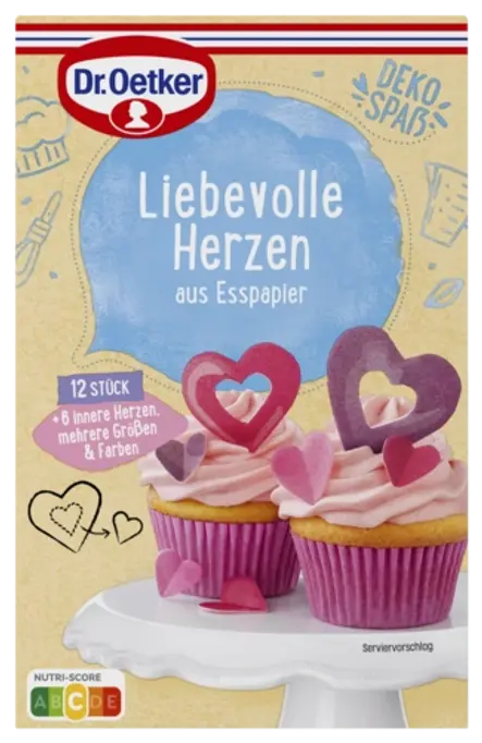 Dr. Oetker Liebevolle Herzen aus Esspapier