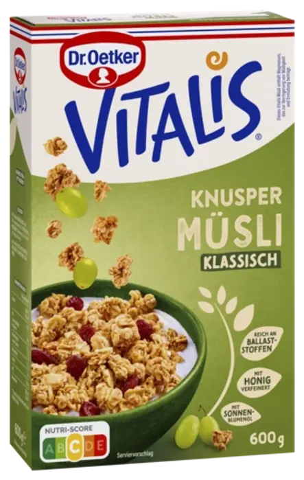 Dr. Oetker Vitalis Knuspermüsli klassisch oder Löffelbiskuits
