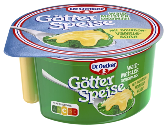 Dr. Oetker Götterspeise Waldmeister-Geschmack mit Bourbon-Vanille-Soße
