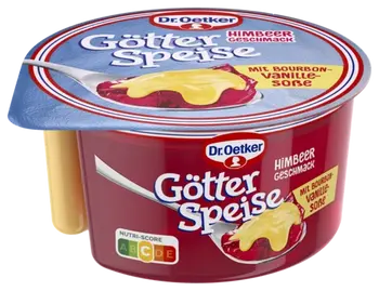 Dr. Oetker Götterspeise Himbeer-Geschmack mit Bourbon-Vanille-Soße