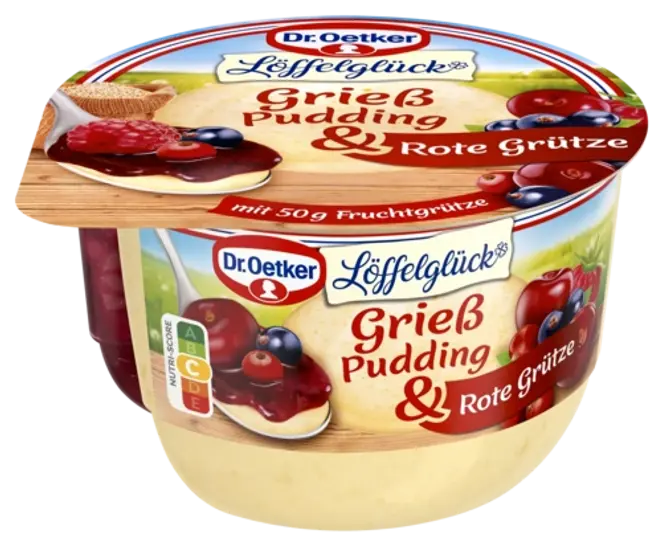 Dr. Oetker Löffelglück Grieß Pudding mit Roter Grütze