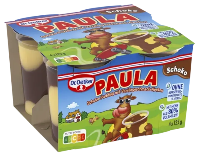 Dr. Oetker PAULA Schoko-Pudding mit Vanillegeschmack-Flecken
