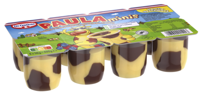 Dr. Oetker PAULA minis Pudding Vanillegeschmack mit Schoko-Flecken