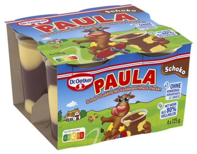 Dr. Oetker PAULA Schoko-Pudding mit Vanillegeschmack-Flecken