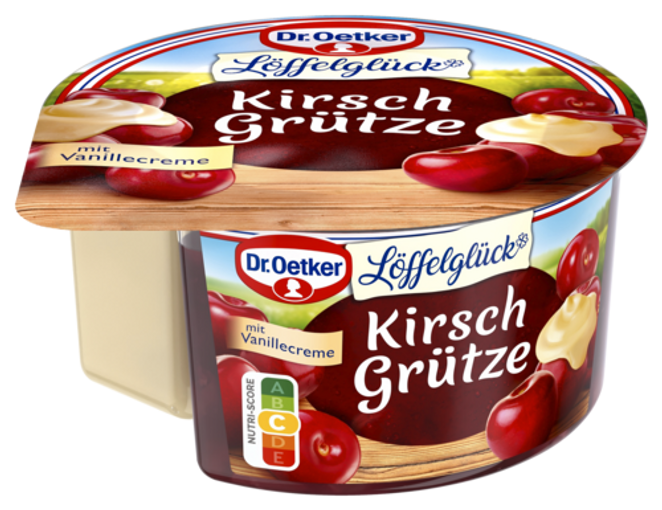 Dr. Oetker Löffelglück Kirsch Grütze mit Vanille Creme