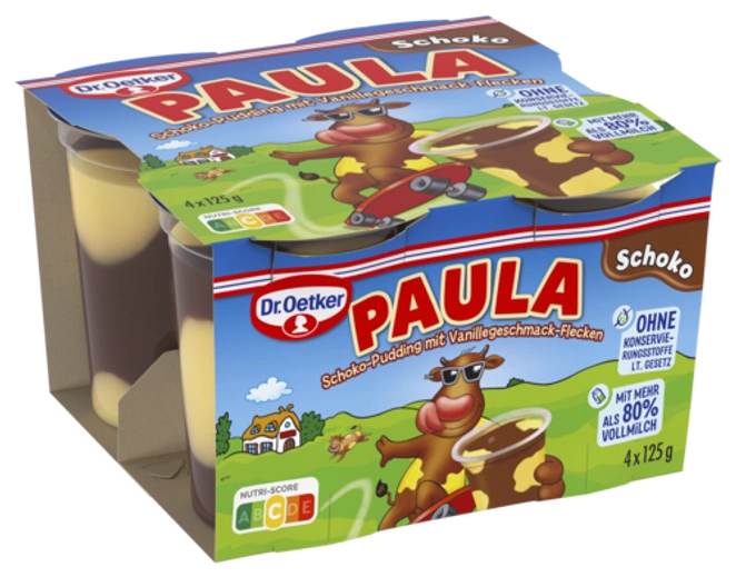 Dr. Oetker PAULA Schoko-Pudding mit Vanillegeschmack-Flecken