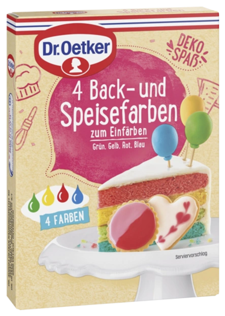 Dr. Oetker Back- und Speisefarbe blau, rot, gelb, grün