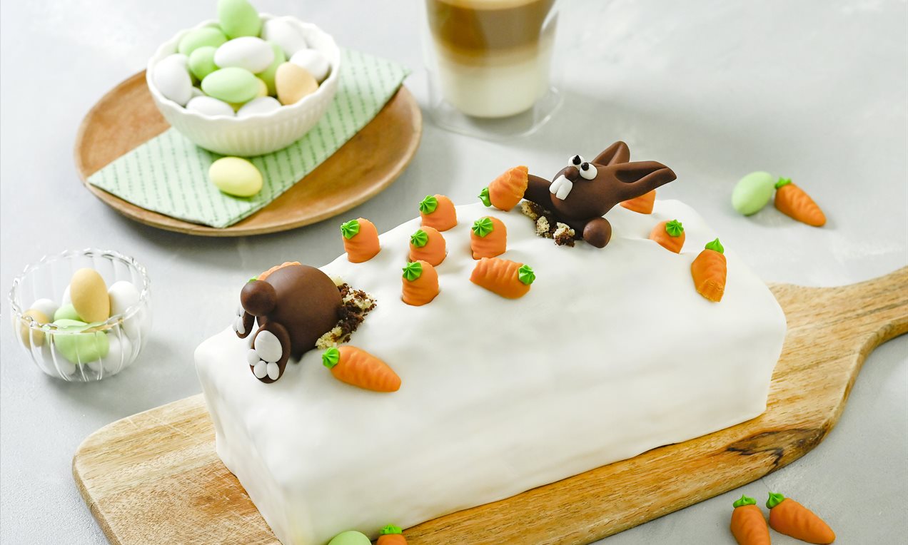 Picture - Möhren-Marmorkuchen mit Fondanthäschen Rezeptfoto QF