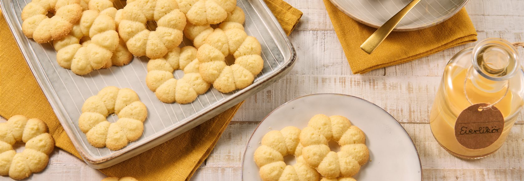 Eierlikörplätzchen aus der Gebäckpresse
